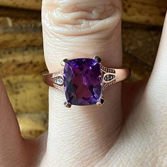 Moroccan Amethyst Sterling Silver Rose Gold Vermeil Ring Size 6
